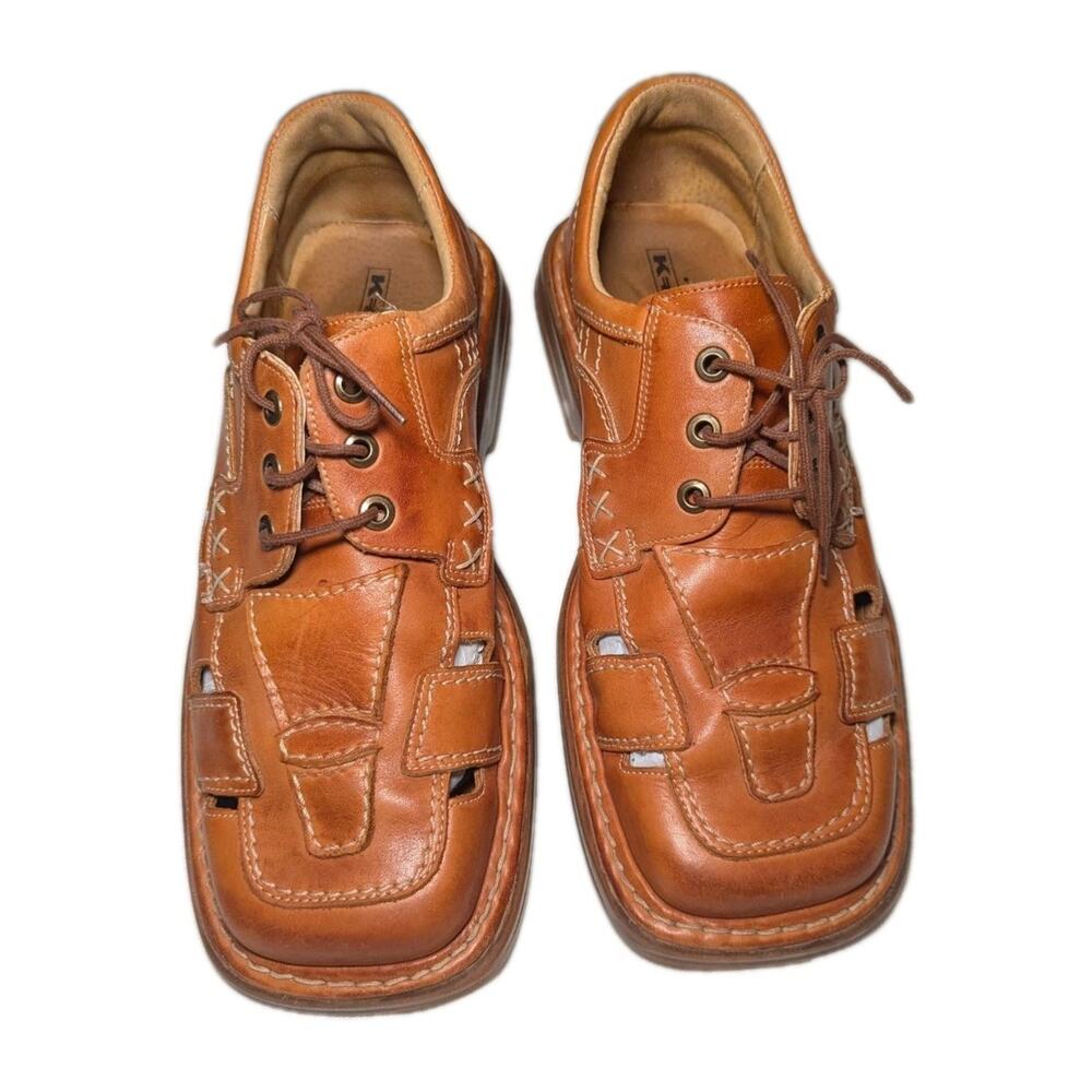 Vintage Krisbut Men's Leather Loafers Fishermen Style Lace Up
